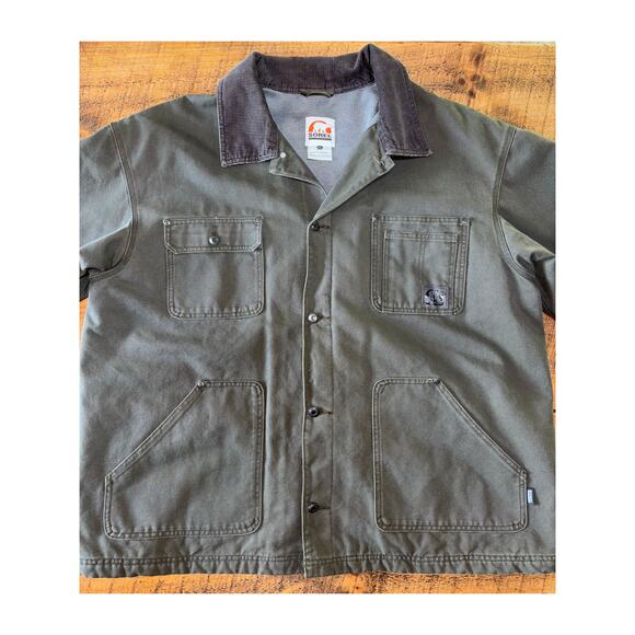 Mens‎ Sorel Olive Heavy Duty Chore Work Barn Jacket Coat Pockets Corduroy XXL - Picture 1 of 16